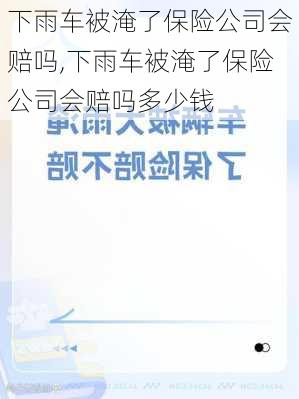 下雨车被淹了保险公司会赔吗,下雨车被淹了保险公司会赔吗多少钱