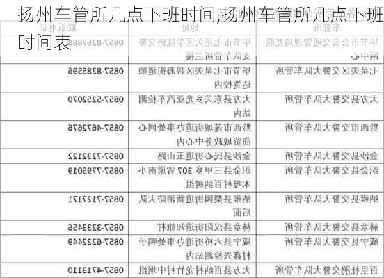 扬州车管所几点下班时间,扬州车管所几点下班时间表